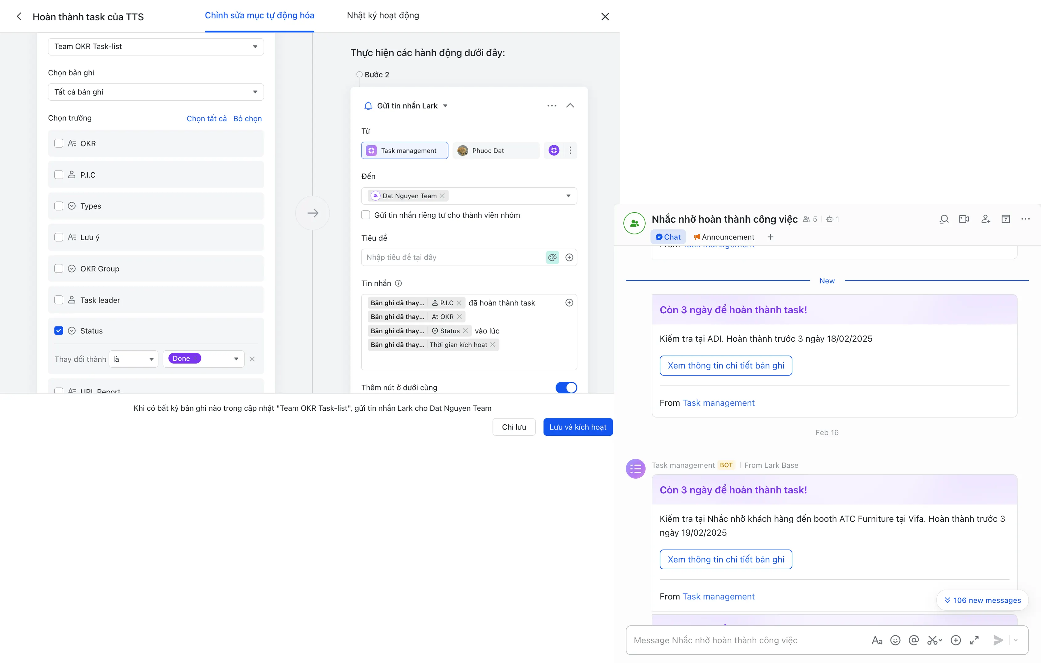 LarkSuite Task Automation Tool